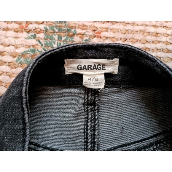 Garage Black Denim Lace Front Mini Skirt Sz. M Festival Wear City Punk Going Out - Picture 5 of 9